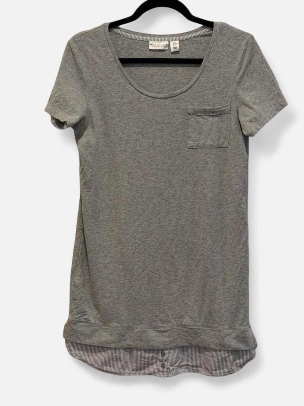 Max Studio Gray Nightgown with striped detail Small